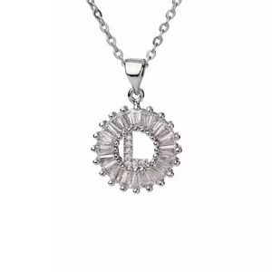 Silver Initial Crystal Pendant Necklace A-Z